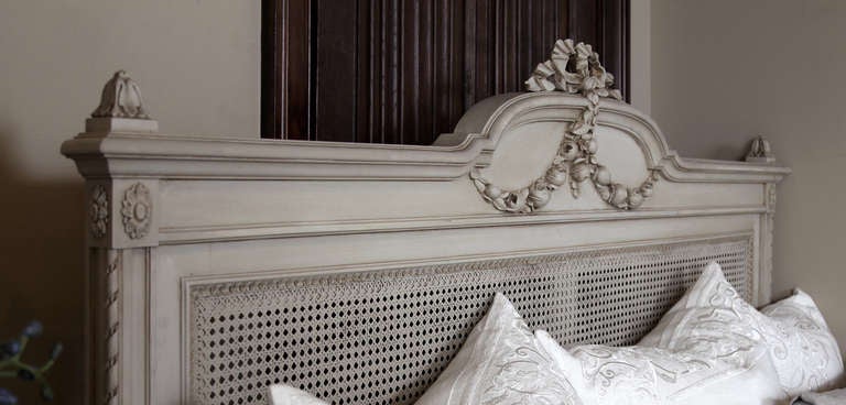 Antique Louis XVI Painted Bedroom Set Queen Bed 2