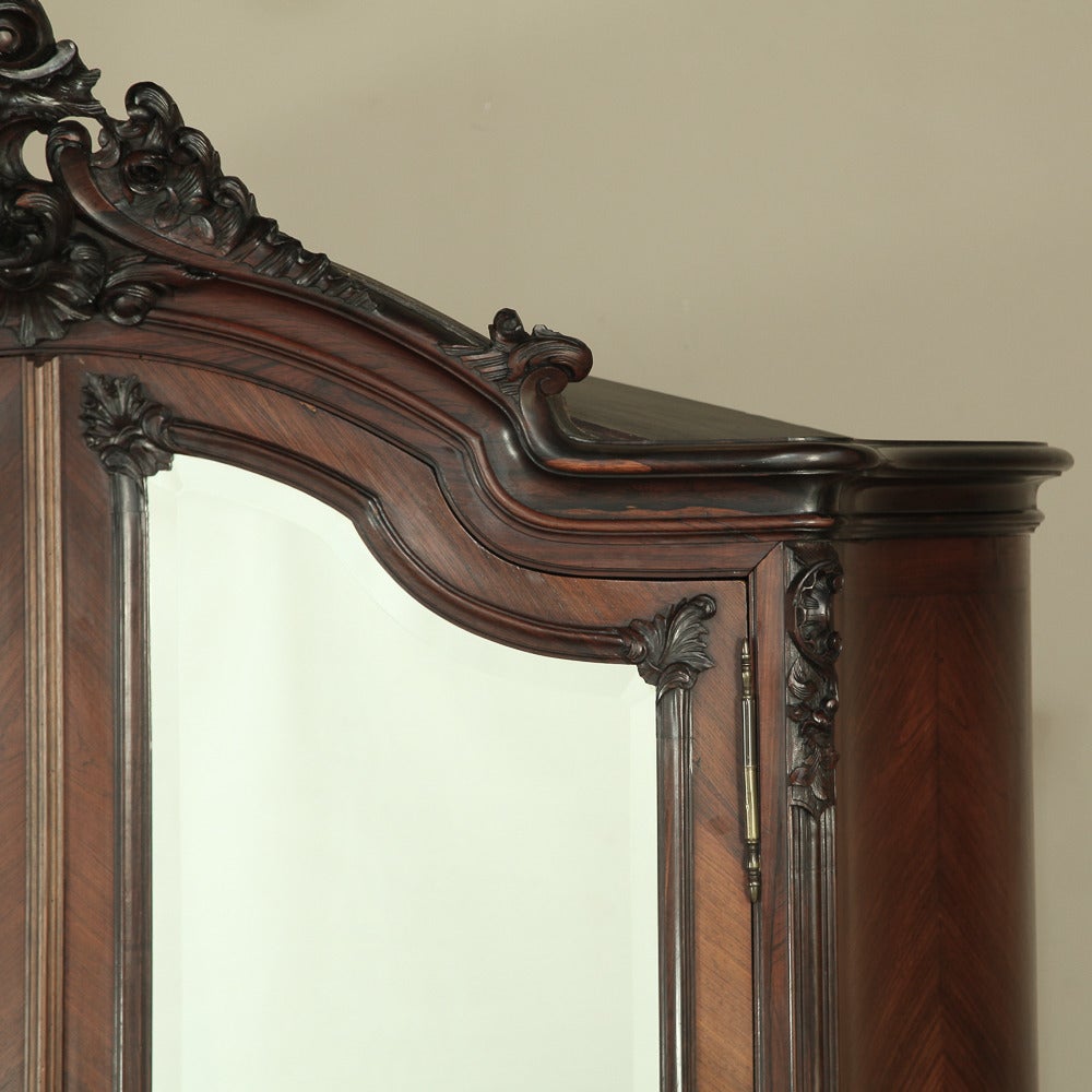 Late 19th Century 19th Century French Louis XV Rosewood Armoire
