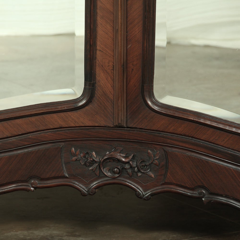 Mirror 19th Century French Louis XV Rosewood Armoire