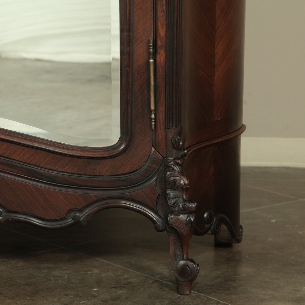 19th Century French Louis XV Rosewood Armoire 1