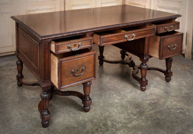 Vintage Louis XIV Walnut Desk
