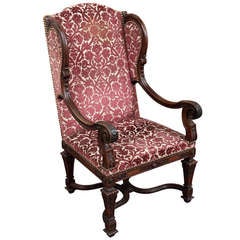 Antique French Louis XIV Wingback Fauteuil