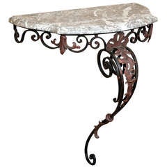Antique Wrought Iron & Marble Console
