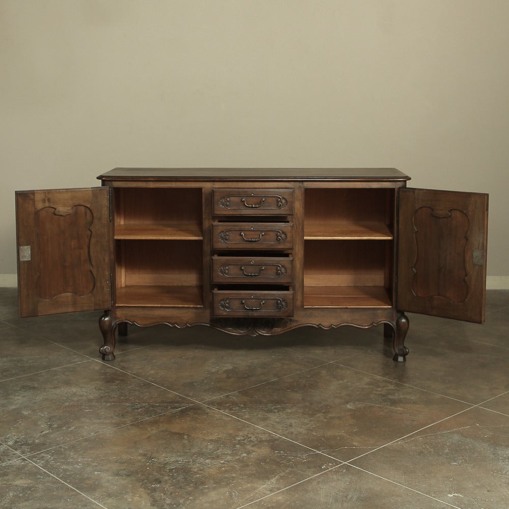 Hand-Carved Country French Walnut Buffet