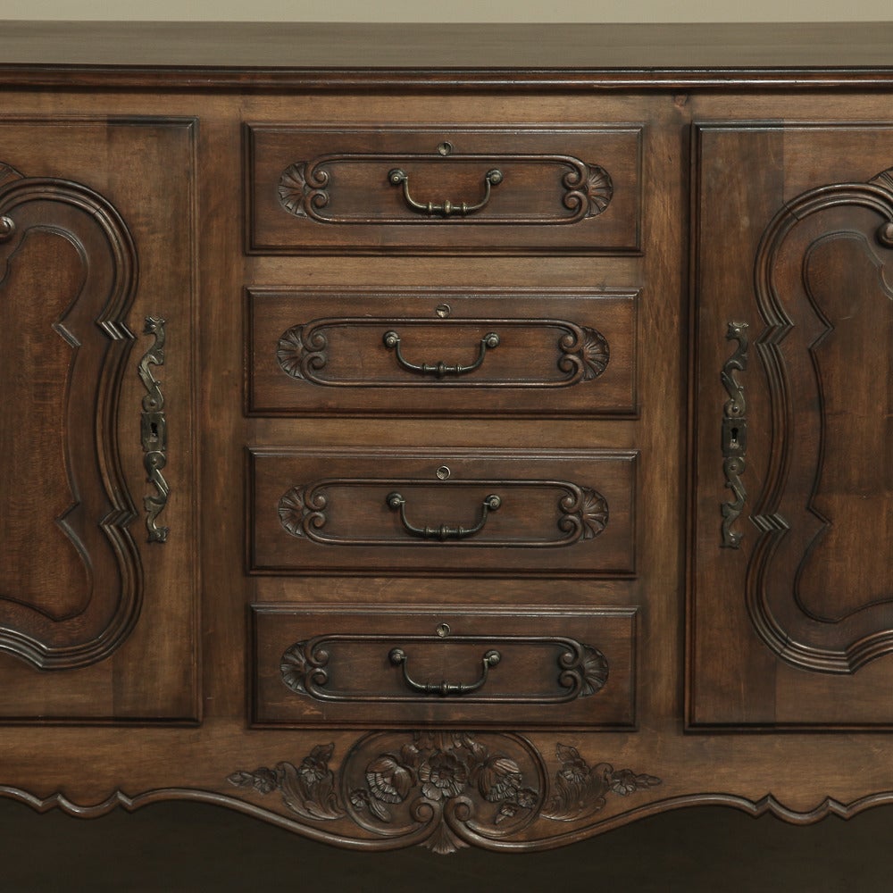 Country French Walnut Buffet In Excellent Condition In Dallas, TX