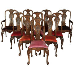 Antique 19th Century Set of Ten Queen Anne Style Chairs
