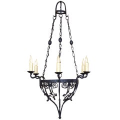 Vintage Provincial Wrought Iron Chandelier