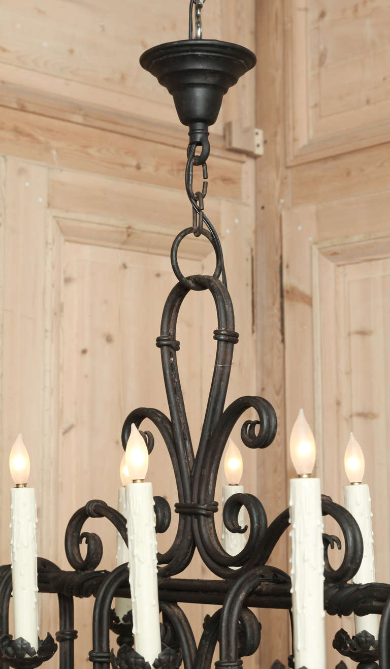 Vintage Country French Wrought Iron Chandelier 2