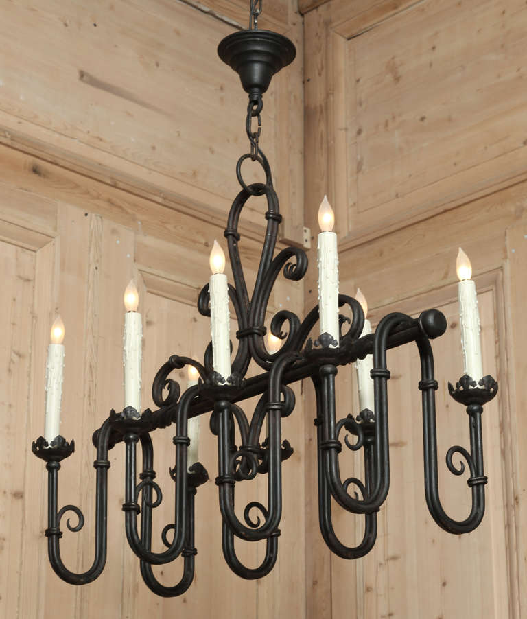 Vintage Country French Wrought Iron Chandelier 4