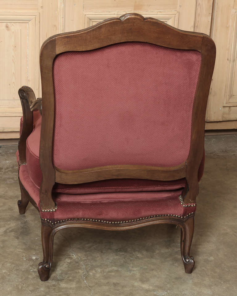 Pair of Antique French Louis XV Walnut Armchairs 2