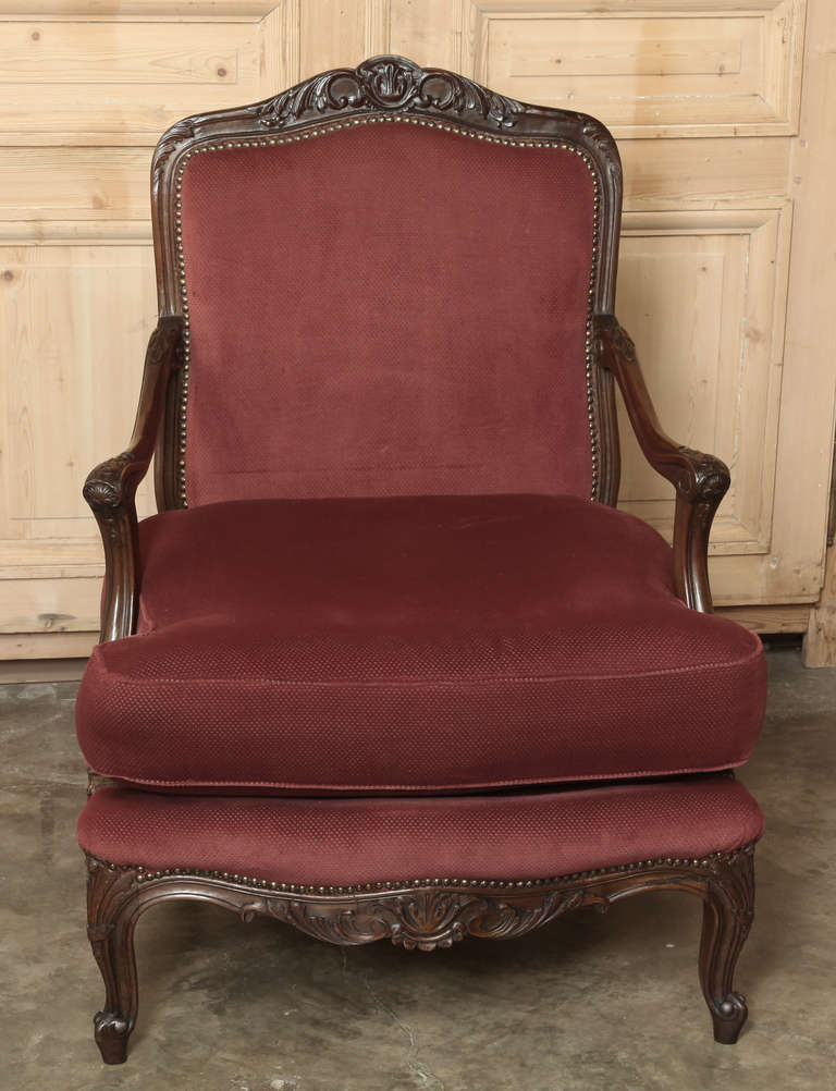 Pair of Antique French Louis XV Walnut Armchairs 3