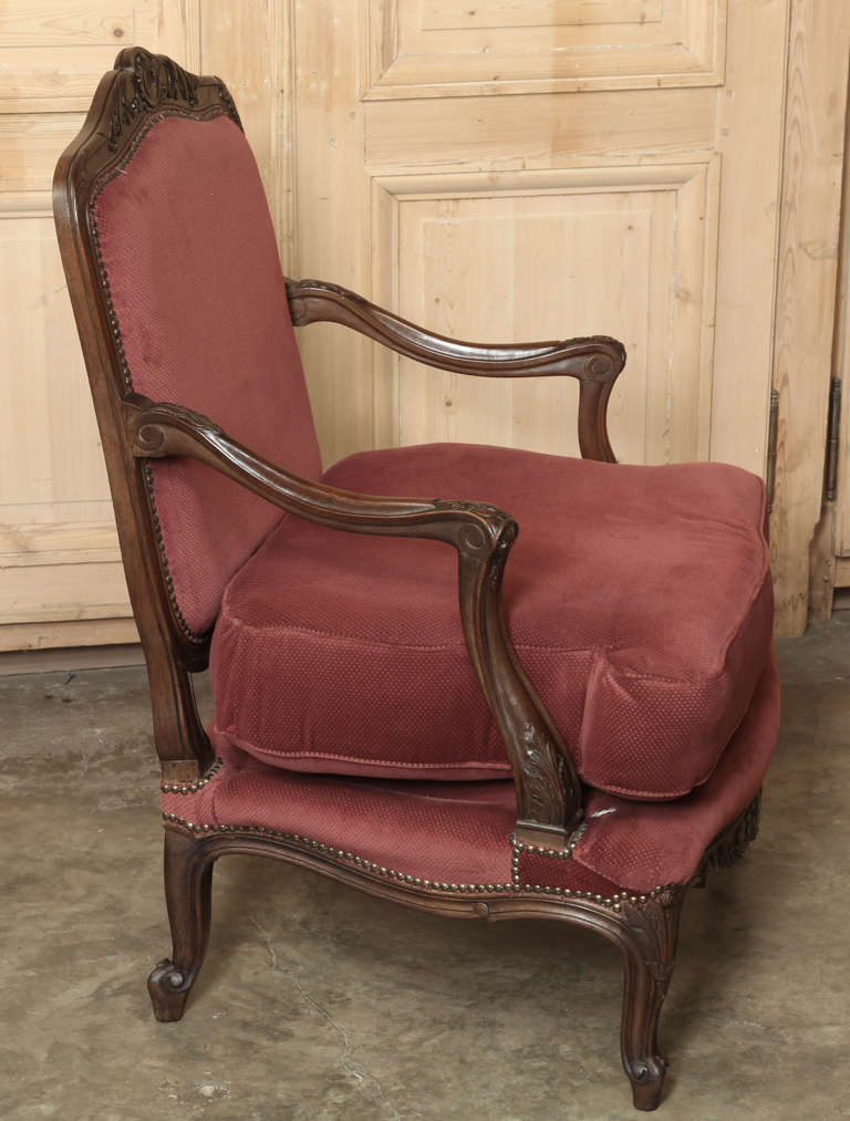 Pair of Antique French Louis XV Walnut Armchairs 5