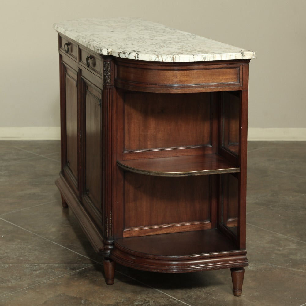 French 19th Century Louis XVI Walnut Marble-Top Display Buffet