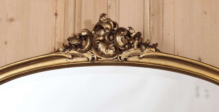 French Antique Louis XV Giltwood Oval Mirror