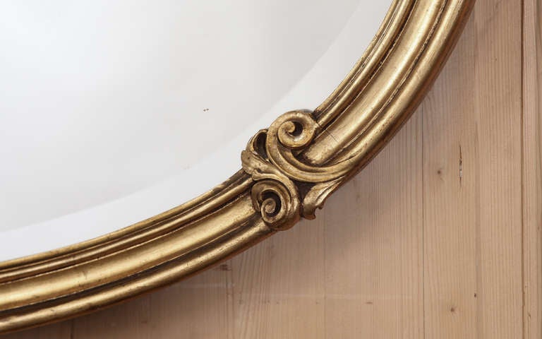 Antique Louis XV Giltwood Oval Mirror 1