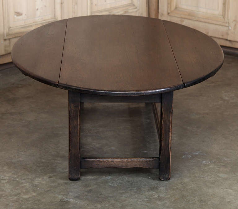 19th Century Antique Rustic Drop Leaf Coffee Table