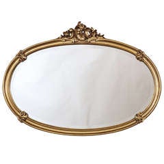 Antique Louis XV Giltwood Oval Mirror