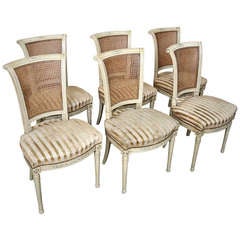 Set of 6 Vintage Directoire Painted Chairs