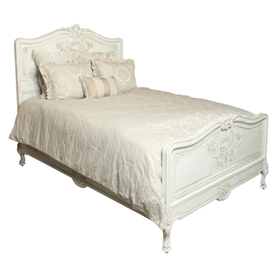 Vintage French Regence Painted Queen Bed