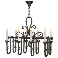 Vintage Country French Wrought Iron Chandelier