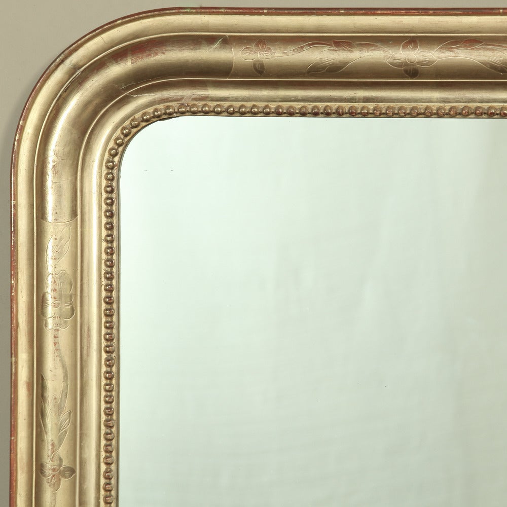 Embossed 19th Century French Louis Philippe Gilded Mirror