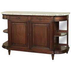 19th Century Louis XVI Walnut Marble-Top Display Buffet