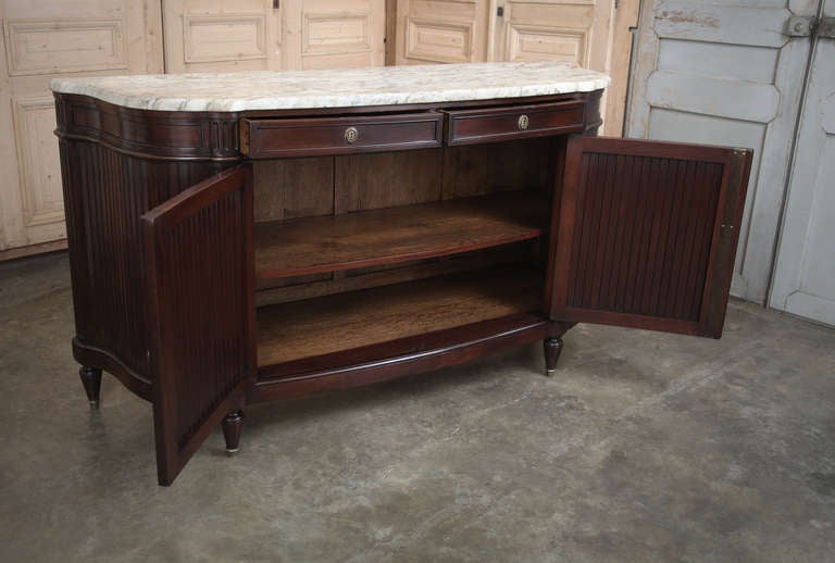 Antique Mahogany Marble Top Buffet by Krieger In Excellent Condition In Dallas, TX