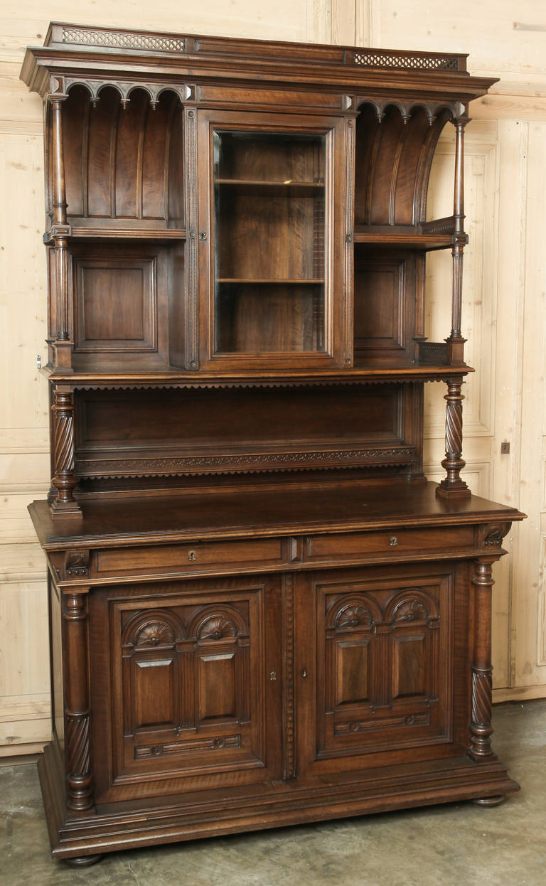 Pair of Antique French, Henri II Buffets A Deux Corps