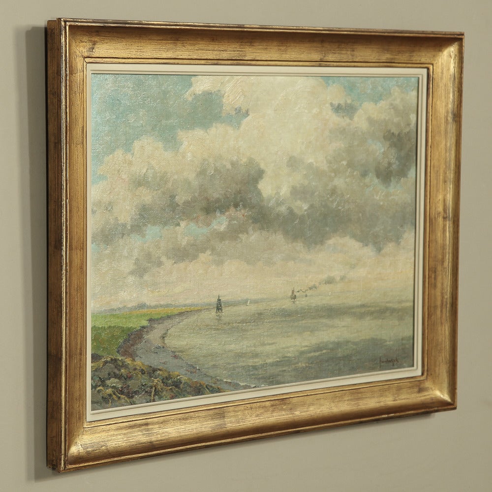Framed Oil Painting of Coast by Ivan Wijck In Excellent Condition In Dallas, TX