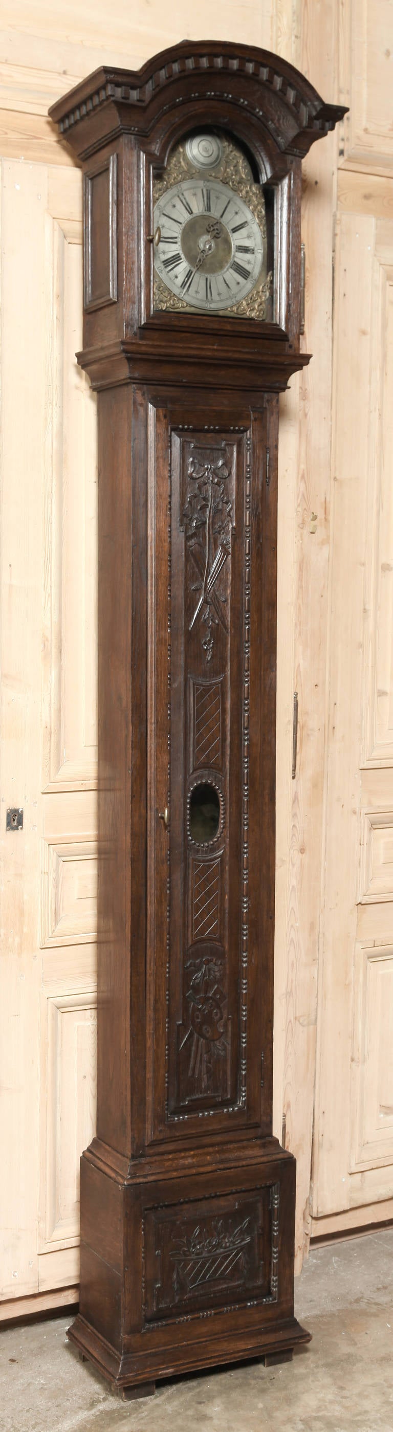 Hand-Carved 18th Century French Long Case Clock