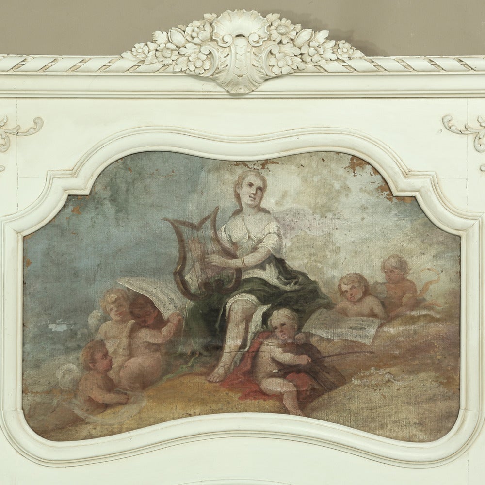 Neoclassical 19th Century Country French Painted Trumeau