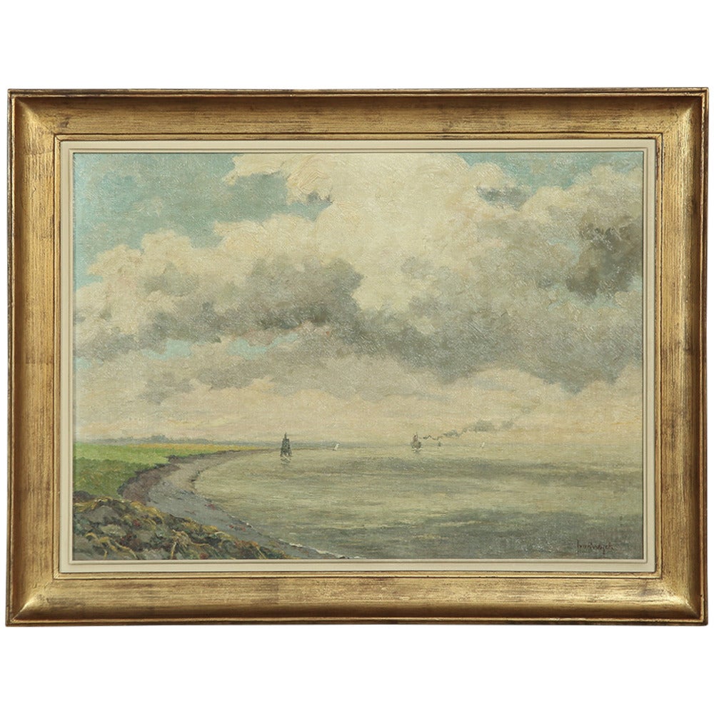 Framed Oil Painting of Coast by Ivan Wijck