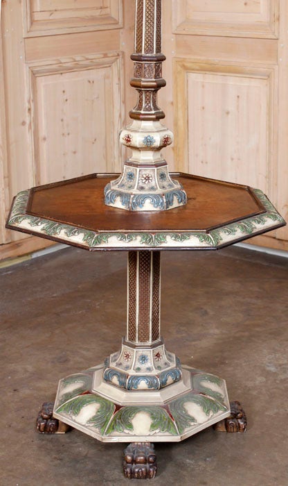 Antique Louis XIV Polychrome Floor Lamp