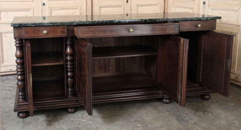 19th Century Antique French Sormani Walnut Marble Top Buffet