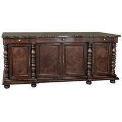 19th Century Antique French Sormani Walnut Marble Top Buffet
