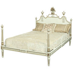 Antique 19th Century Italian Painted and Gilded Neoclassical Bed