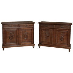 PAIR of Antique French Walnut Neoclassical Buffets