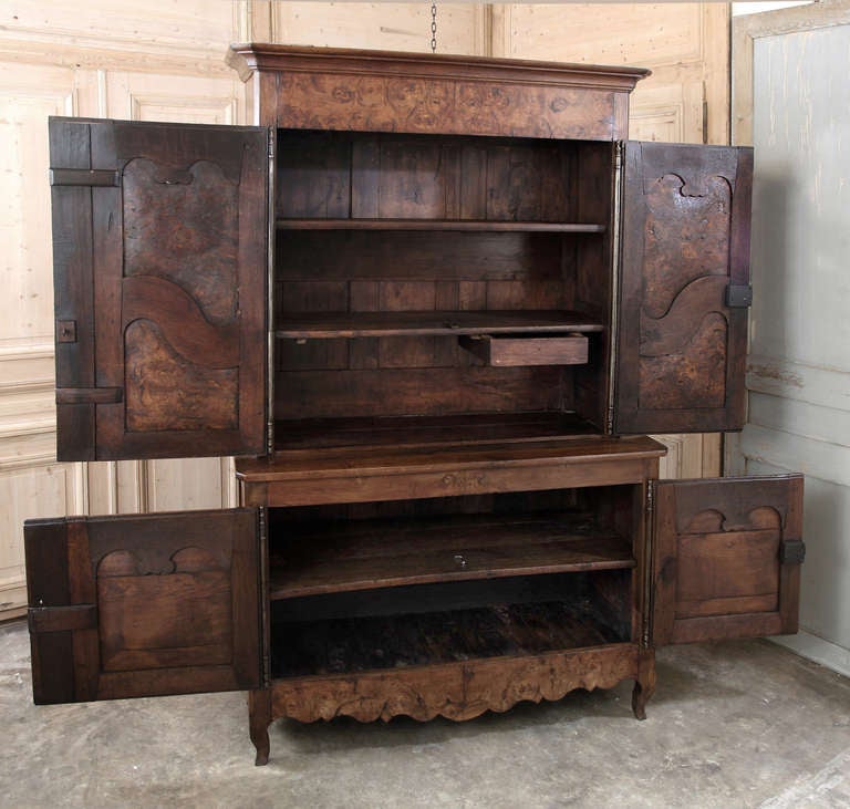 Antique Country French Walnut Buffet a Deux Corps