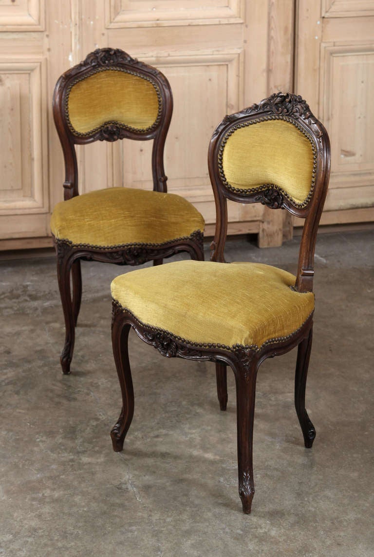 Pair Antique French Louis XV Salon Chairs