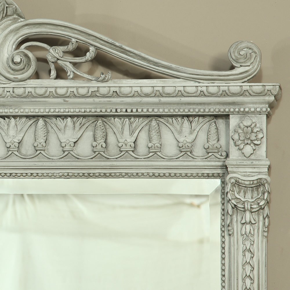 Hand-Carved Vintage Neoclassical Painted Mirror