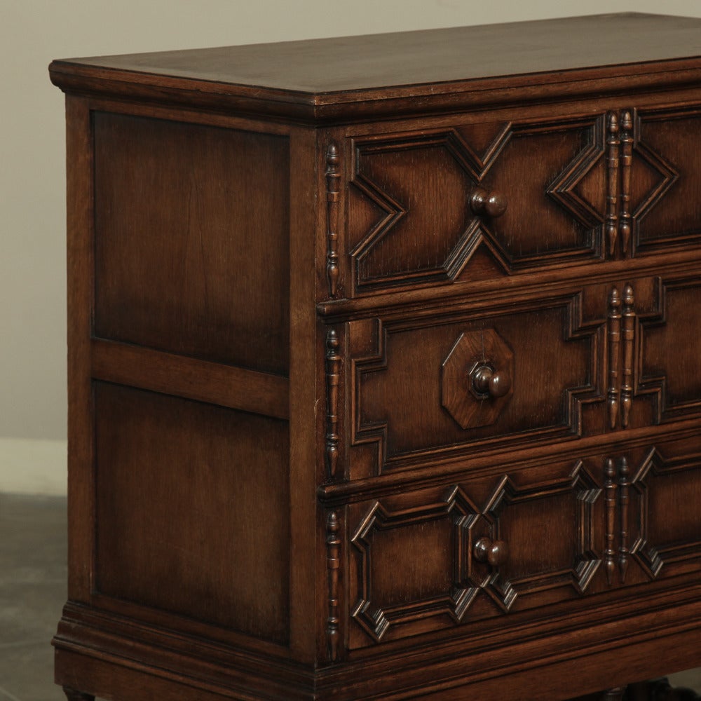 Hand-Crafted English Jacobean Style Raised Chest of Drawers