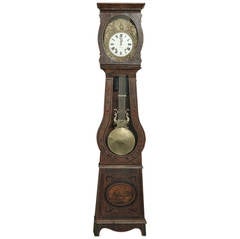 19th Century Country French Painted Long Case Clock
