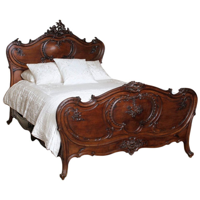 Antique Regence Walnut Queen Bed at 1stdibs