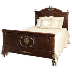 Antique 19th Century French Louis XVI Mahogany Queen Bed