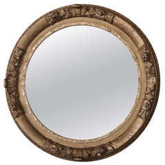 Antique Round Giltwood Mirror