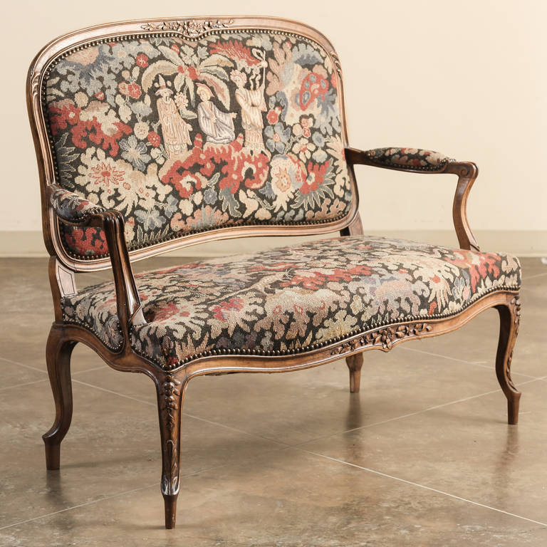 Antique French Louis XV Tapestry Canapé