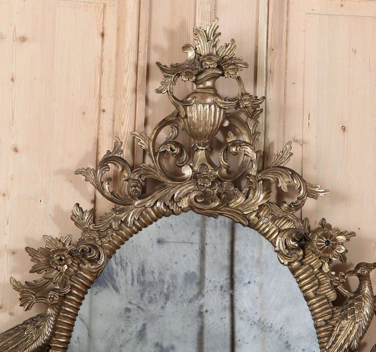 Antique Italian Baroque Giltwood Mirror In Excellent Condition In Dallas, TX