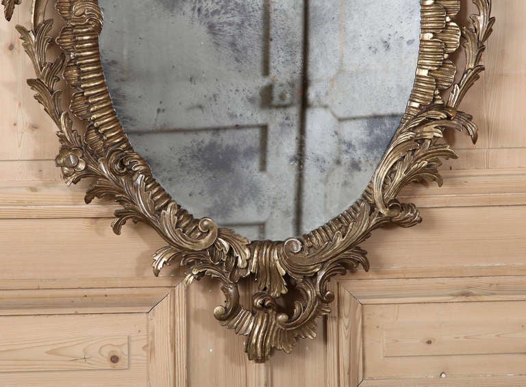 19th Century Antique Italian Baroque Giltwood Mirror