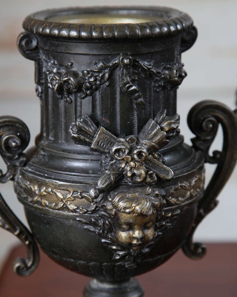 Pair of Louis XVI Period Neoclassical French Mantel Urns 1
