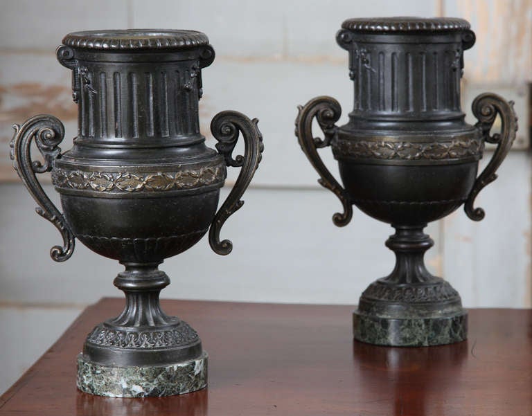 Pair of Louis XVI Period Neoclassical French Mantel Urns 3